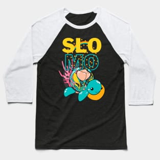 In slow motion like the turtle. Word in abbreviation: SLOMO. Baseball T-Shirt